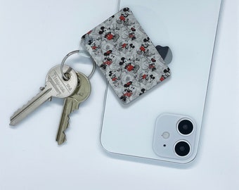 High Gloss Key Ring, Custom Metal Square Keyring, Double Sided Keychain, New Homes or New Car Gift, Disney Mickey Mouse and Minnie