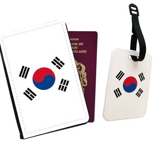 Gepersonaliseerde paspoorthoes, aangepast bagagelabel, reiscadeauset, reiscadeau, reislust, vlag, Zuid-Korea - alle landen beschikbaar!