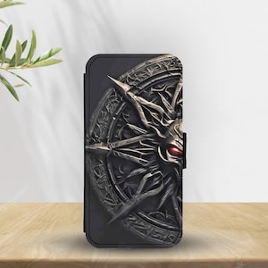 Étui portefeuille avec inserts pour cartes, Étui de téléphone en cuir personnalisé, Symbole anti-possession, Surnaturel - Ajoutez votre nom !