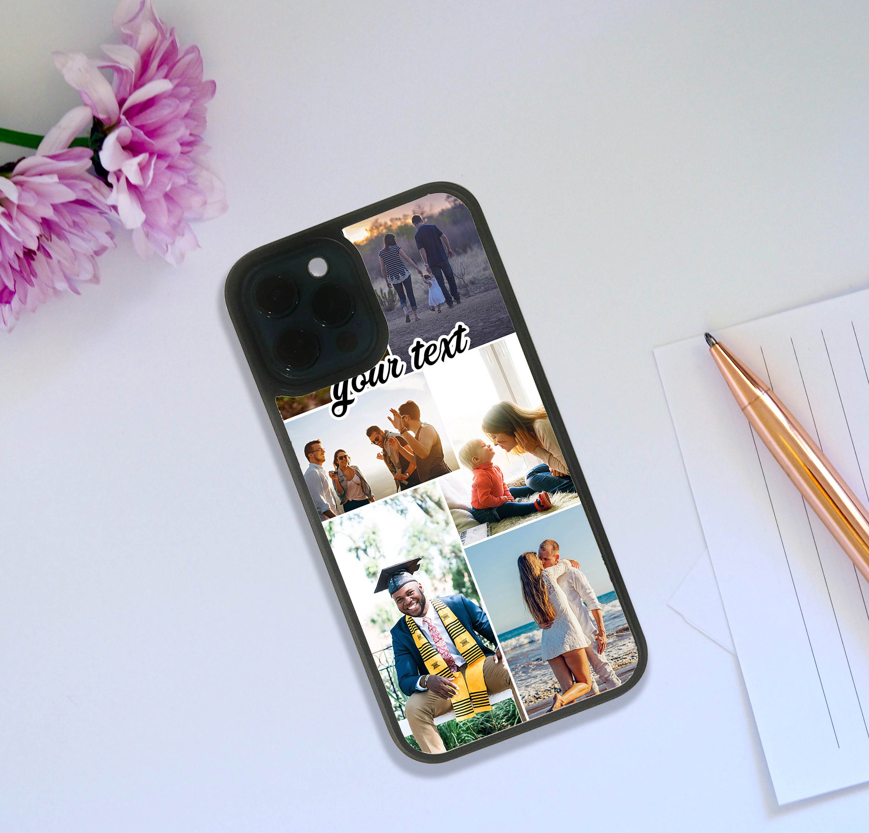 Custom Photo Collage Case Stylish Rubber Phone Case Custom Etsy