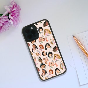 Rubber Phone Case, Custom Snapback Phone Cover for iPhone & Samsung, Disney Princess, Gift for her, Add your name!