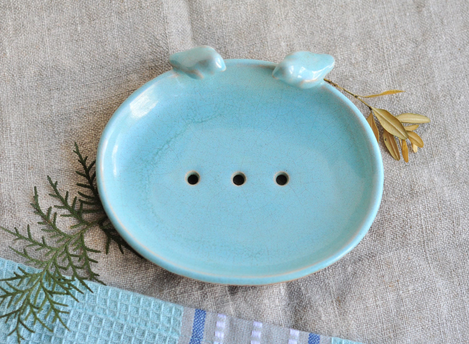 Blue ceramic soap dish with birds Clay soap dish Stoneware Etsy