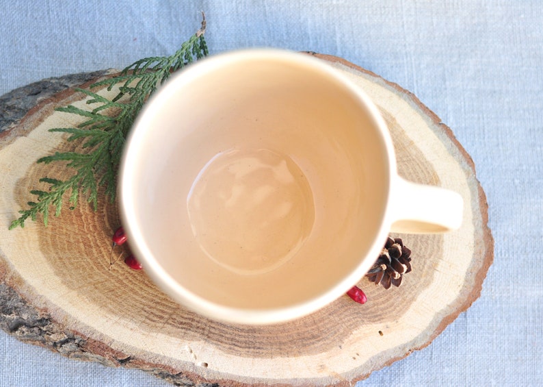 Handpainted beige mug with cute fox, Handmade ceramic coffee mug, Pottery mug, Tea cup, Coffee cup, Coffee Lovers Gift image 6