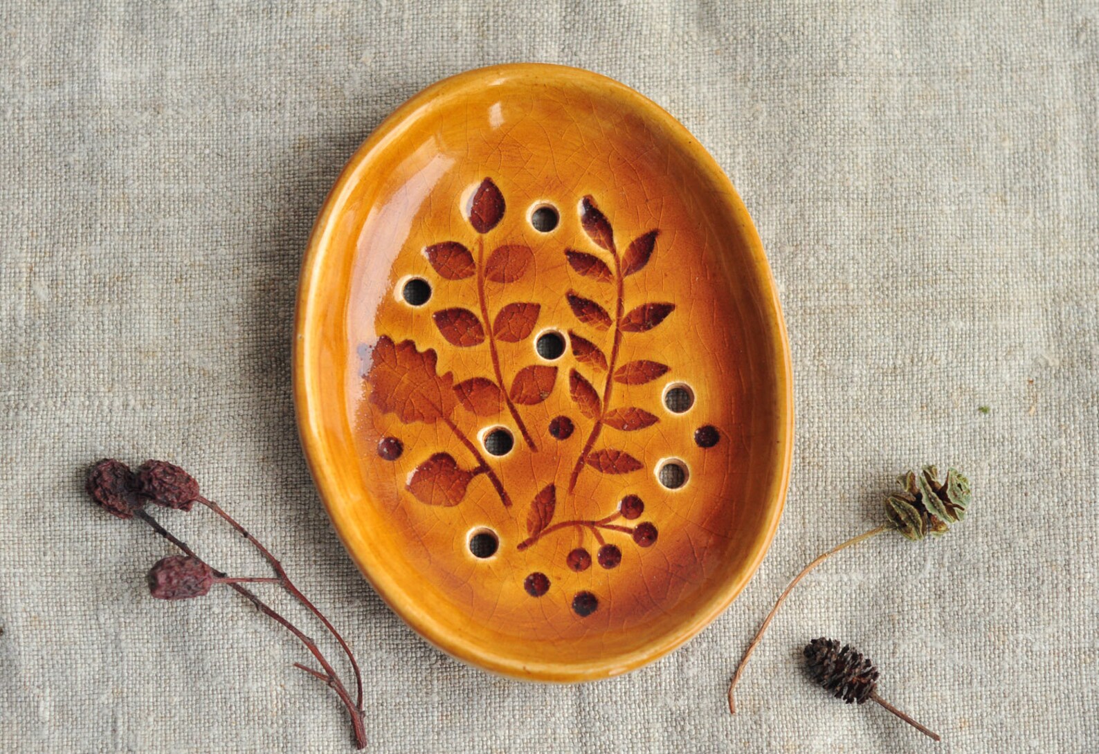 Turquoise Ceramic Soap Dish With Plants Clay Soap Dish Etsy