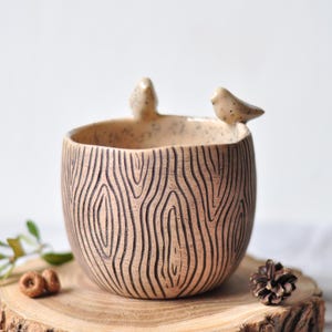 Сeramic planter with birds, Succulent plant pot, Ceramic cactus pot, Succulent clay planter, Cache flower pot, Plant pot