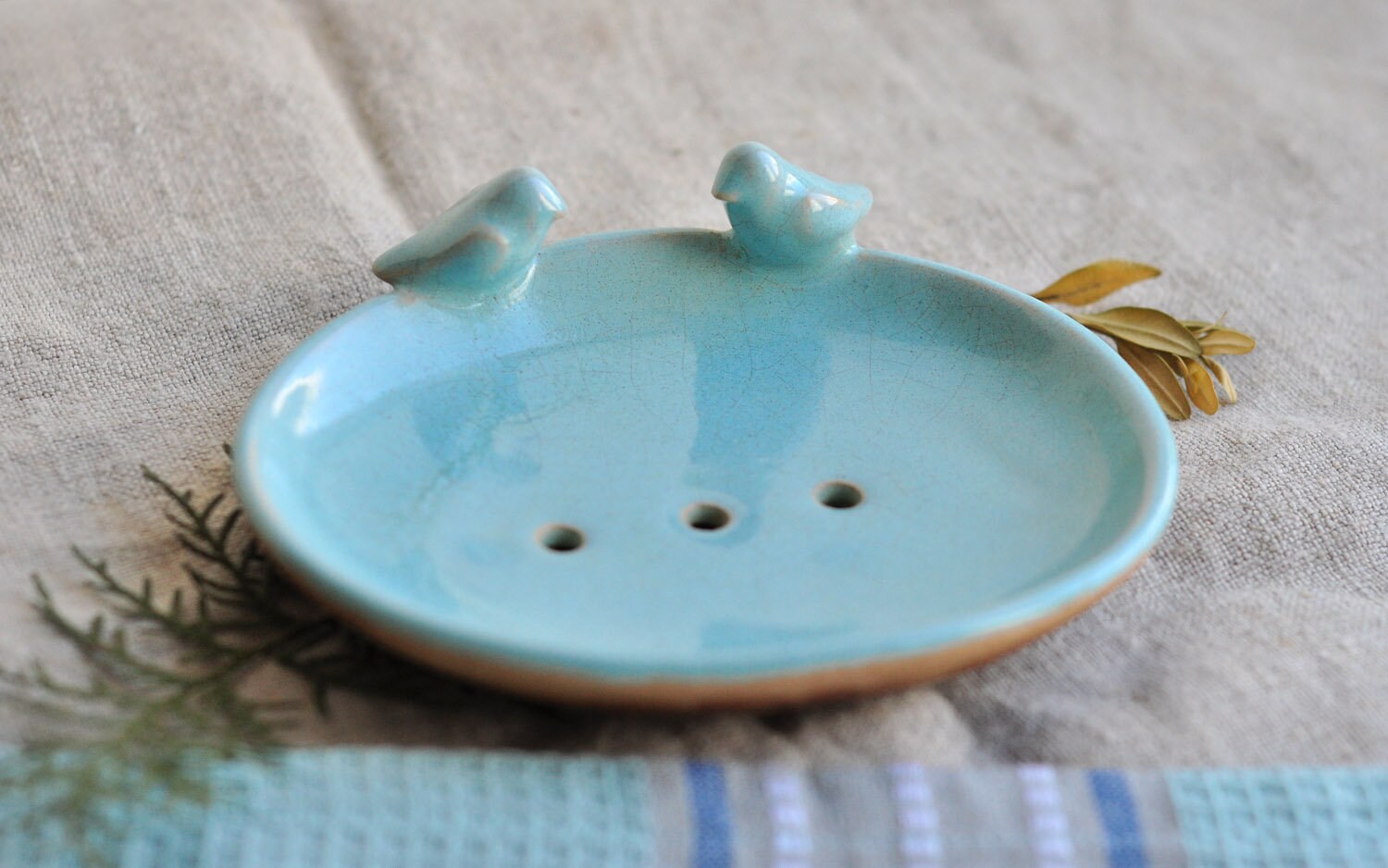 Blue ceramic soap dish with birds Clay soap dish Stoneware Etsy