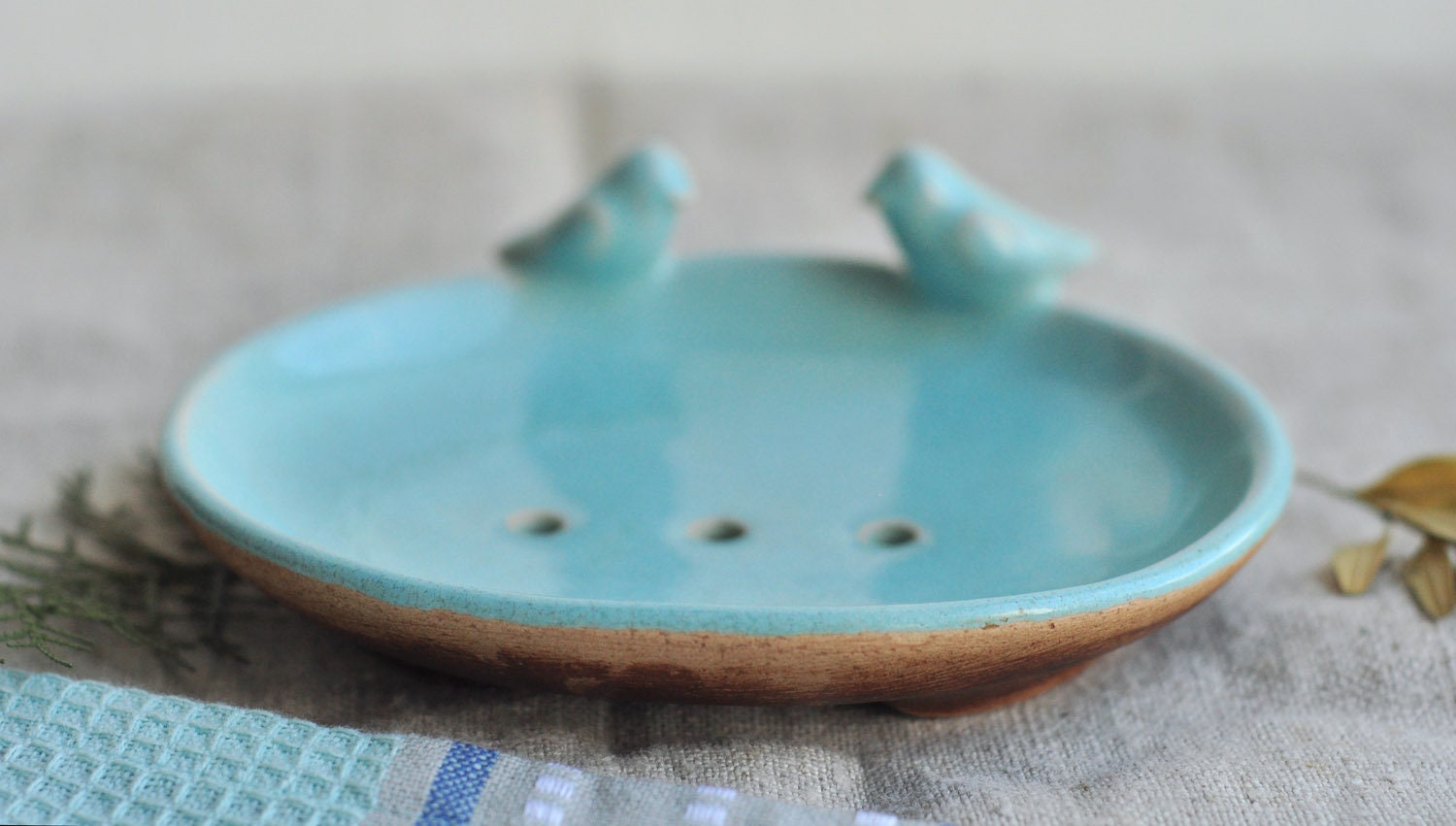 Blue ceramic soap dish with birds Clay soap dish Stoneware Etsy