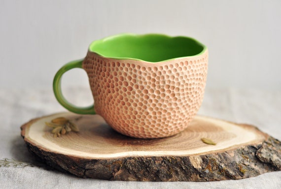 Kaffeetasse mit Blumenmotiv Löffeltasse Keramiktasse mit Löffel Tasse türkis