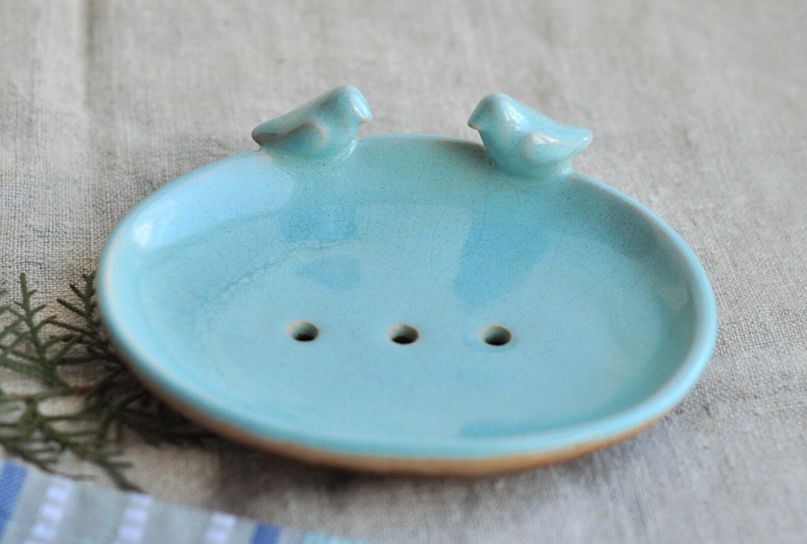 Blue ceramic soap dish with birds Clay soap dish Stoneware Etsy