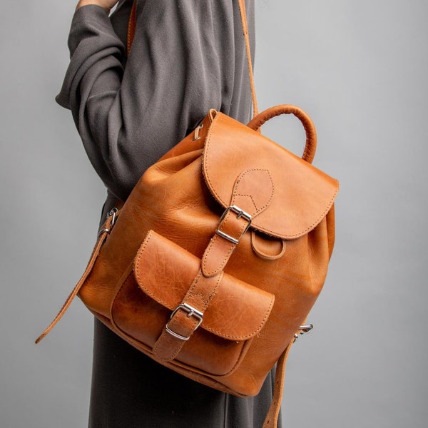 Vintage leather backpack women, Leather rucksack, Handmade leather backpack, Lederrucksack damen, Sac dos cuir