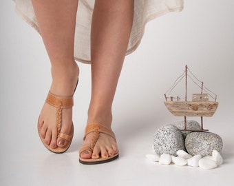 Women leather sandals, Barefoot thong leather sandals, Greek leather sandals flats, Sandales grecques, Barfuss sandalen