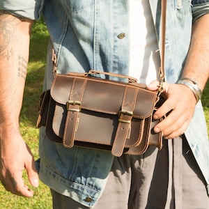 Sac à bandoulière en cuir fait main pour appareil photo reflex numérique
