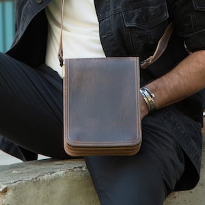 Sac besace en cuir pour hommes, Cartable en cuir pour hommes, Sac à bandoulière en cuir, Sacoche homme, Umhängetasche herren
