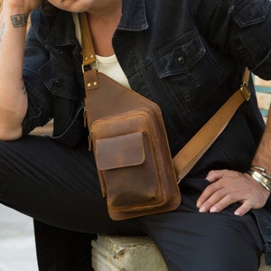 Bolso de cuero para hombre, Bolso bandolera de cuero, Bolso bandolera de cuero hecho a mano, Bolso de cuero para hombre