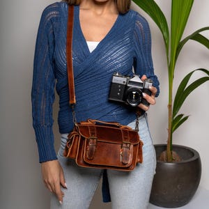 Piccola borsa in pelle per macchina fotografica da donna, Borsa per macchina fotografica, Custodia in pelle per macchina fotografica, Accessori per macchina fotografica, Borsa per macchina fotografica, Borsa per macchina fotografica in pelle