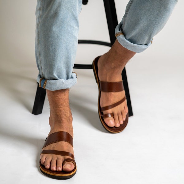 Herren Ledersandalen, griechische Ledersandalen, Barefoot Toe Ring Sandalen, Sandales hommes en cuir, Ledersandale Herren, Alias Hombre