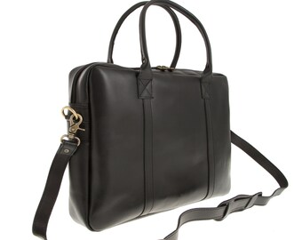 Étui pour ordinateur portable en cuir pour hommes 17 pouces, sac messager en cuir pour hommes, sac pour ordinateur portable en cuir rétro noir, fourre-tout pour ordinateur en cuir