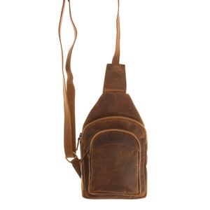Men&#39;s leather sling bag, Crossbody leather bag men, Leather chest bag, Umhängetasche herren, Sac de poitrine cuir homme