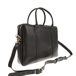 Custodia per laptop in pelle da uomo da 17 pollici, borsa a tracolla in pelle da uomo, borsa per laptop in pelle retrò nera, borsa per computer in pelle