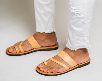 Handmade Leather Strappy Sandals: Natural Greek Style