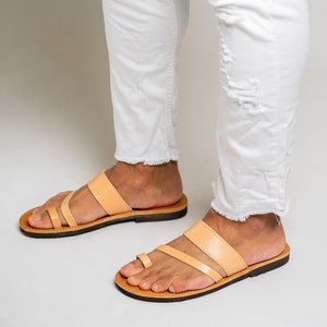 Leather sandals men, Natural leather strappy sandals men, Sandales homme, Sandalen herren