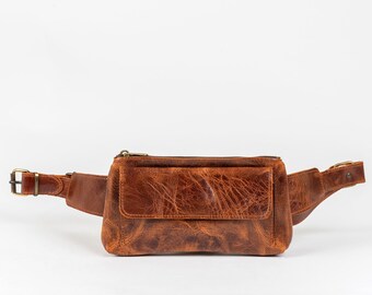 Brown leather fanny pack, Minimalist leather belt bag women, Leather waist bag, Gürteltasche leder, Banane cuir