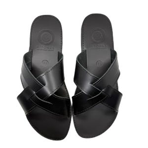 Handmade Brown Leather Sandals for Men – Greek Cross Slide Sandals, Genuine Leather Summer Shoes, Comfortable Flat Slip On image 11