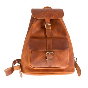 Full grain leather backpack men, Minimalist leather satchel backpack, Large leather travel backpack image 6
