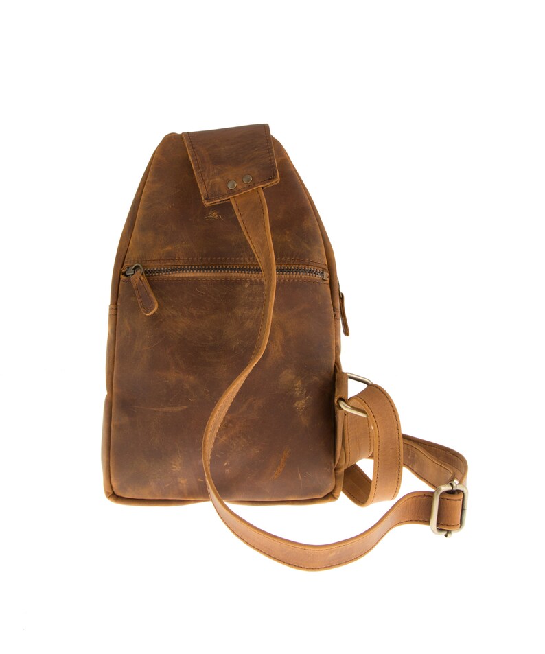 Crossbody mens leather sling bag, Mens leather shoulder bag, Leather bag for men image 10