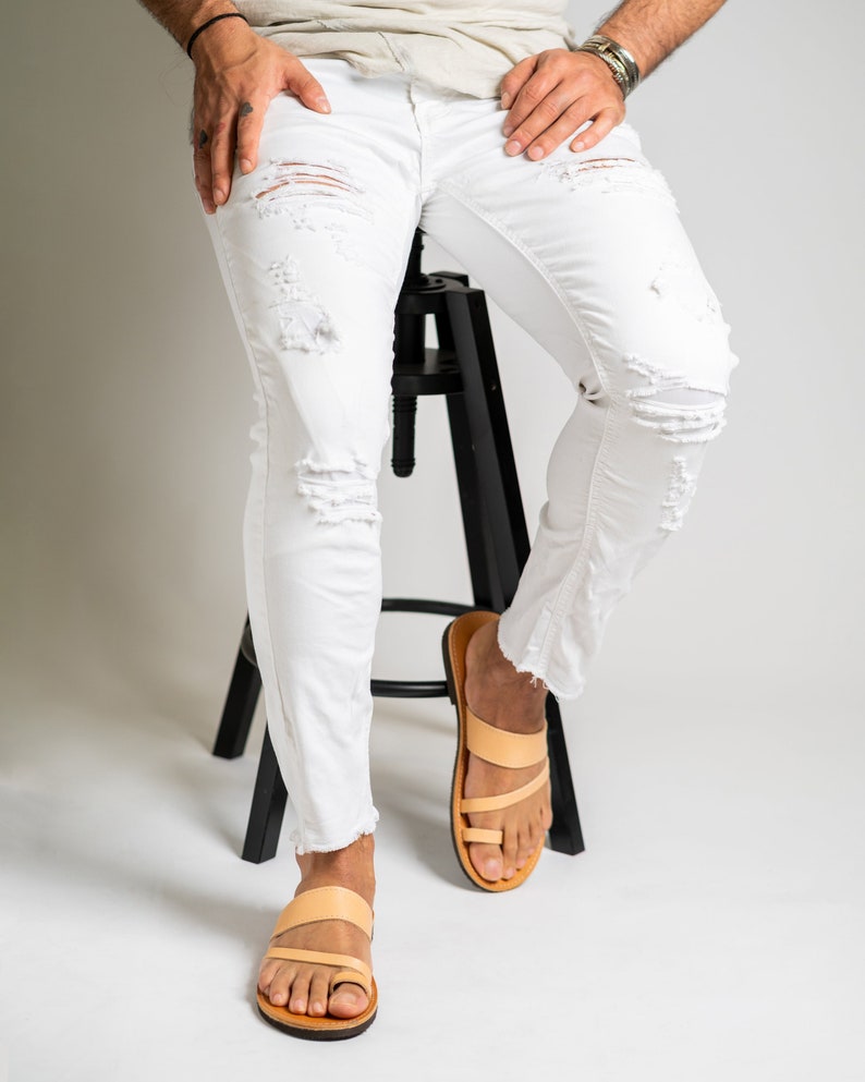 Leather Toe Ring Sandals: Handmade Greek Minimalist Sandals image 5