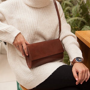 Bolso bandolera de piel para mujer, bolso de piel con cadena dorada, bolso de piel para noche