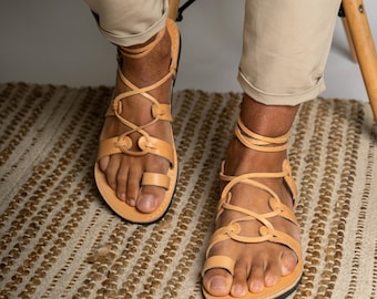 Gladiator leather sandals men, Natural leather summer shoes, Naturschuhe herren, Sandales hommes