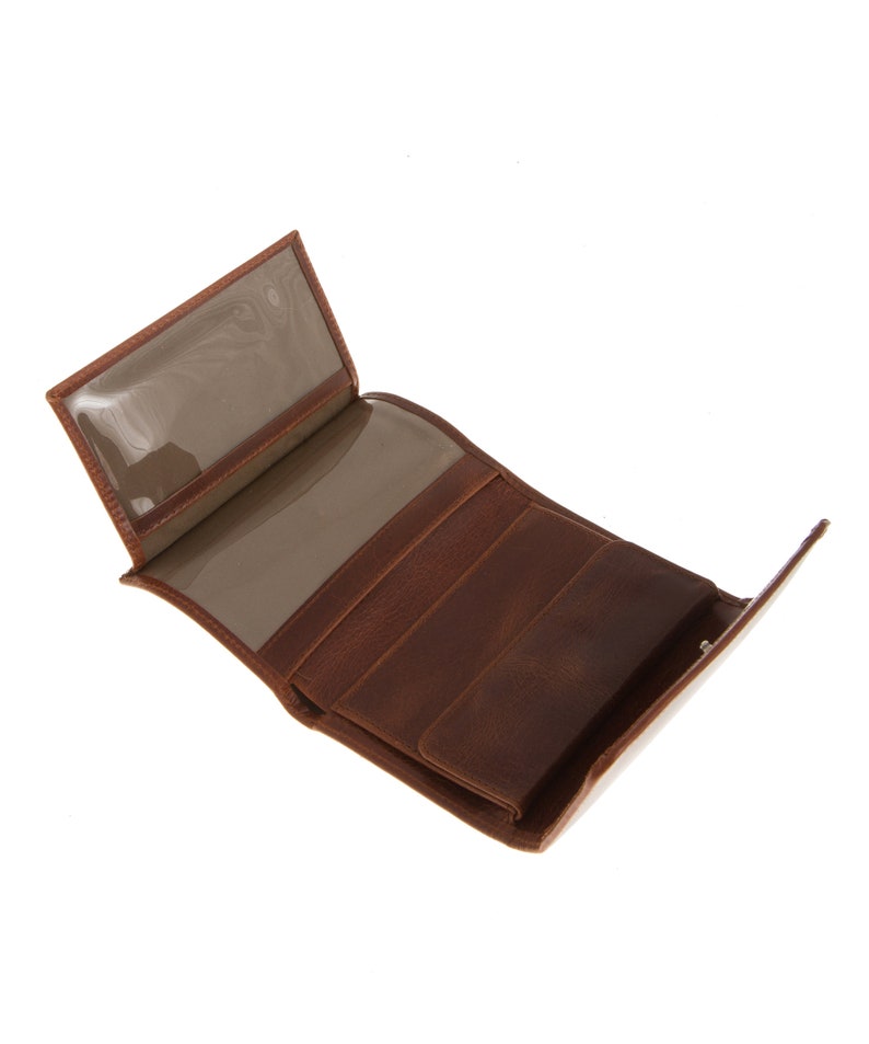 Cartera pequeña de tres pliegues para mujer, cartera minimalista de cuero, cartera de viaje, cartera para tarjetas de crédito imagen 5