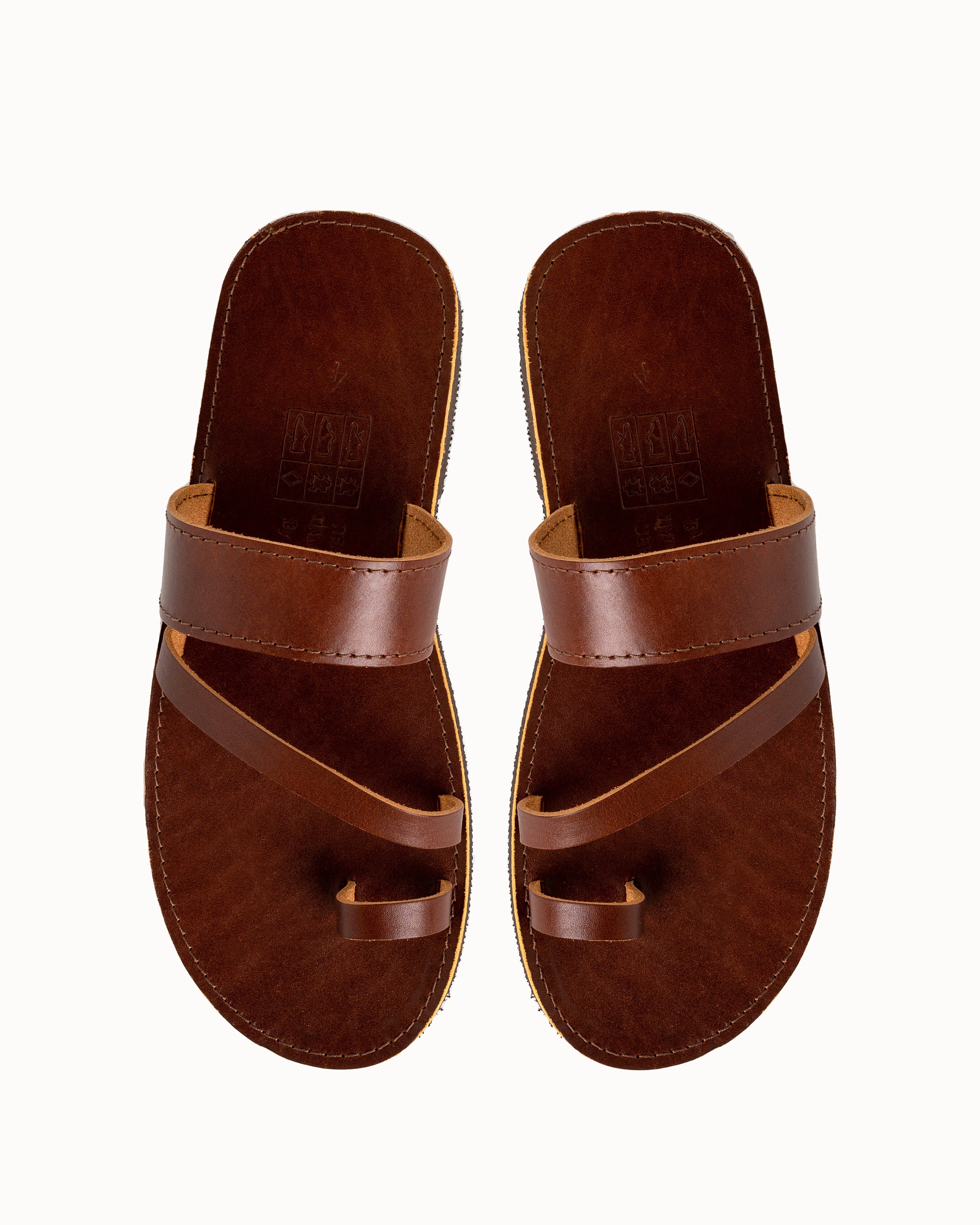 Handcrafted Leather Toe Ring Sandals Men’s Size 11 Brown Slip On Artisan Boho Handmade Brown Leather Toe Ring Sandals - Greek Mens Summer  main image 2