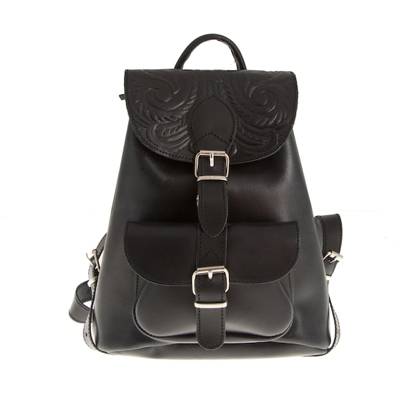 Βlack leather backpack purse, Leather backpack women, Leather rucksack boho black, Sac à dos cuir noir, Leder rucksack