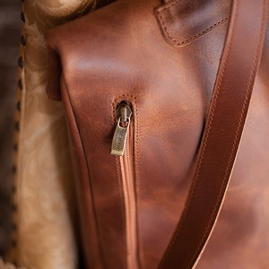 Brown leather backpack women, Leather rucksack, Hand bag leather, Sac à dos cuir femme, Rucksack damen image 5