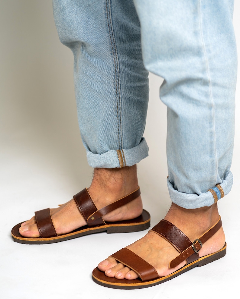 Strappy leather sandals men