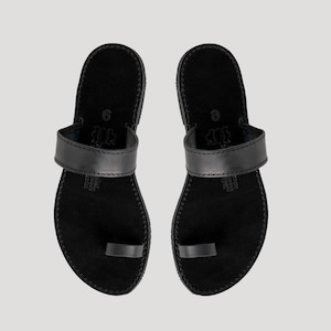 Barefoot shoes women, Black leather toe ring sandals, Leather sandals women, Sandalen damen image 3