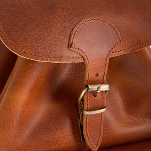 Full grain leather backpack men, Minimalist leather satchel backpack, Large leather travel backpack image 9