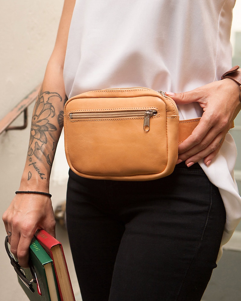 Natural leather fanny pack leather belt bag fanny packs for Etsy