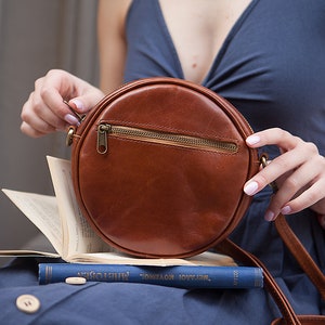 Sac rond en cuir pour femmes, sac à bandoulière Circle, sac à main rond, sac à bandoulière rond, petit sac à bandoulière