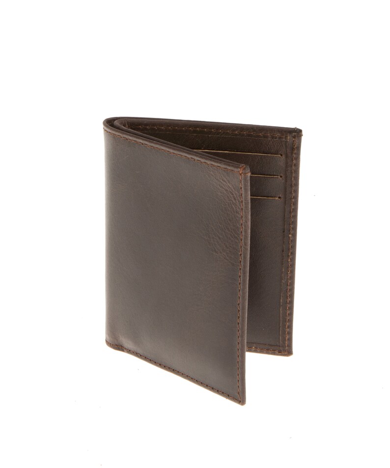 Brown leather front pocket wallet, Mens slim front pocket wallet, Leather cardholder, Bifold Wallet image 3