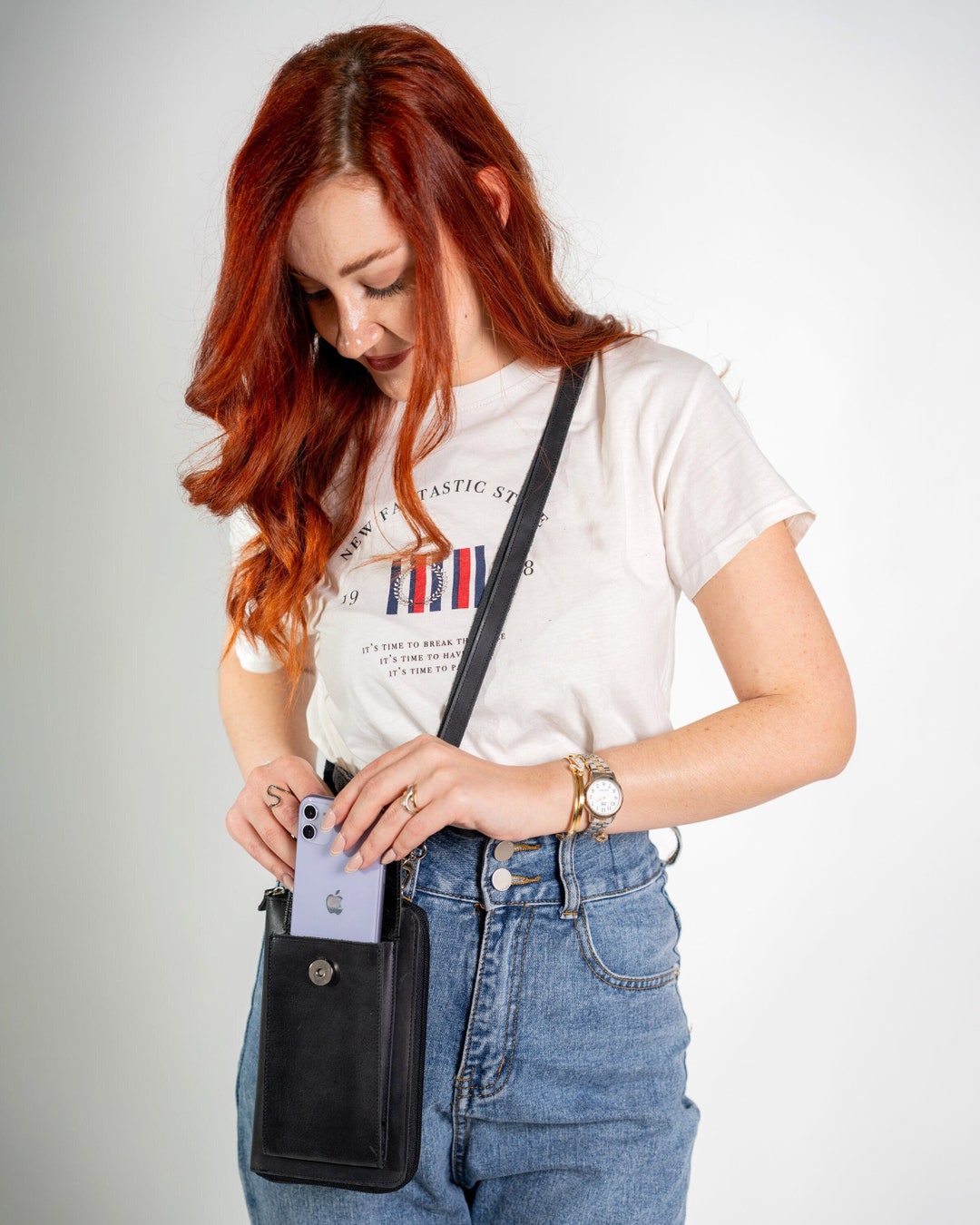 Leather Cell Phone Wallet for Women Cell Phone Pouch Leather Etsy