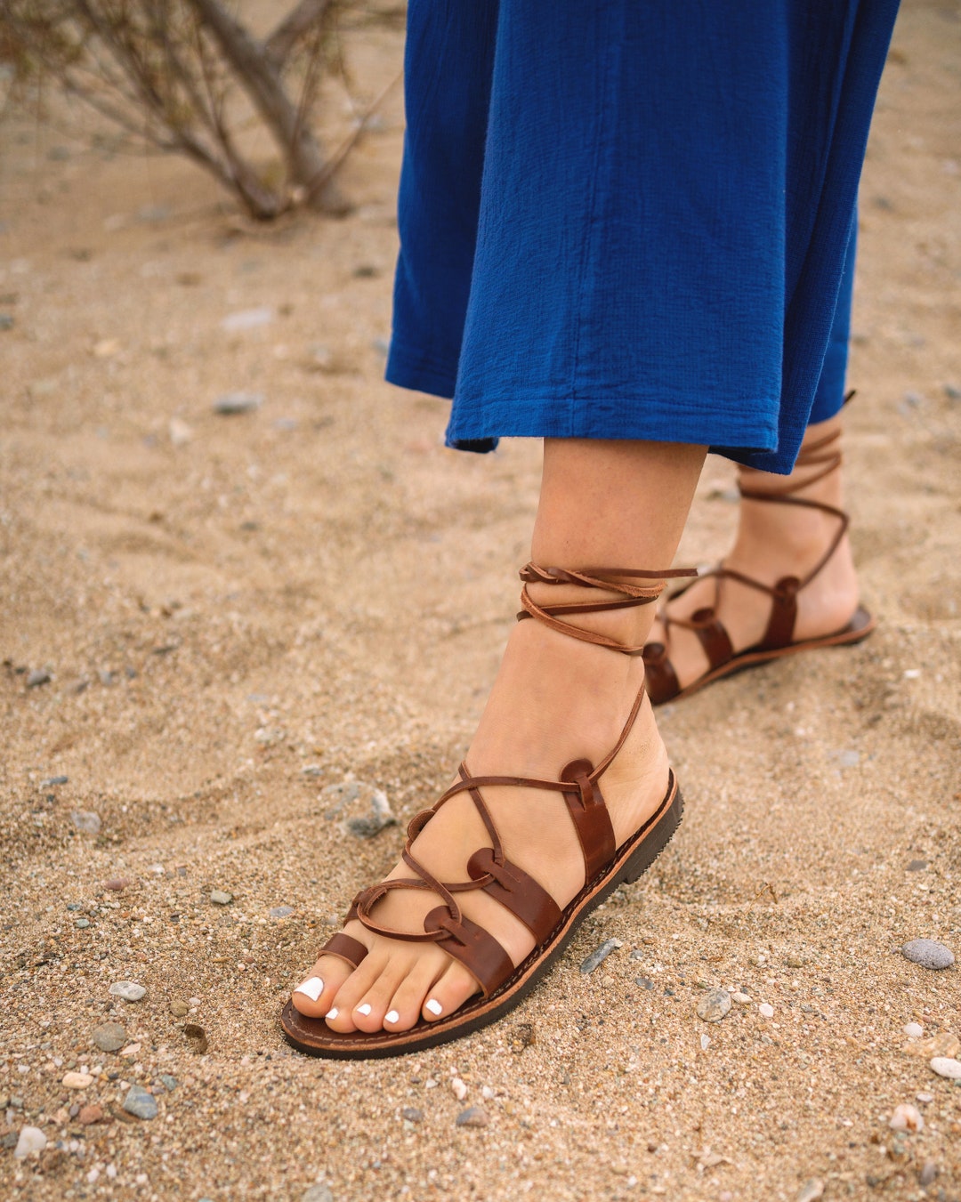 Spartiate femme marron sale