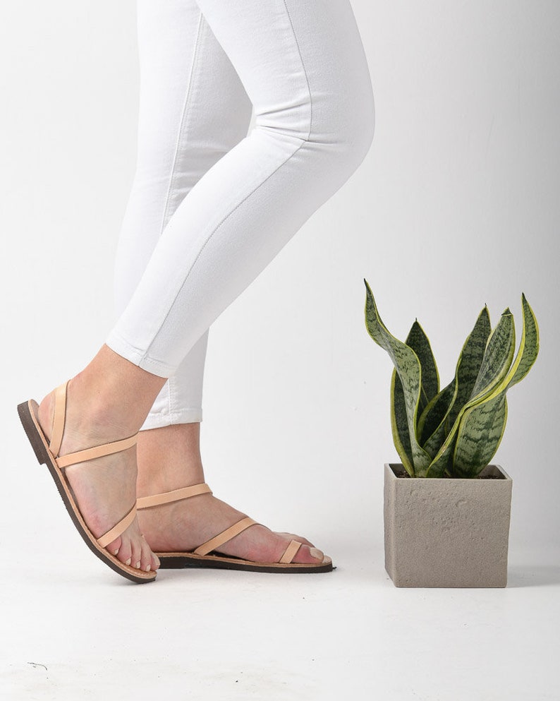 Strappy toe ring women sandals open toe ankle strap Greek | Etsy