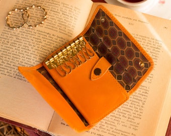 Leather key case, Leather key holder, Key case women, Lederschlüsseletui, Etui clé multifonction cuir
