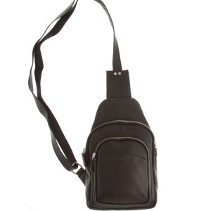 Crossbody mens leather sling bag, Mens leather shoulder bag, Leather bag for men Black