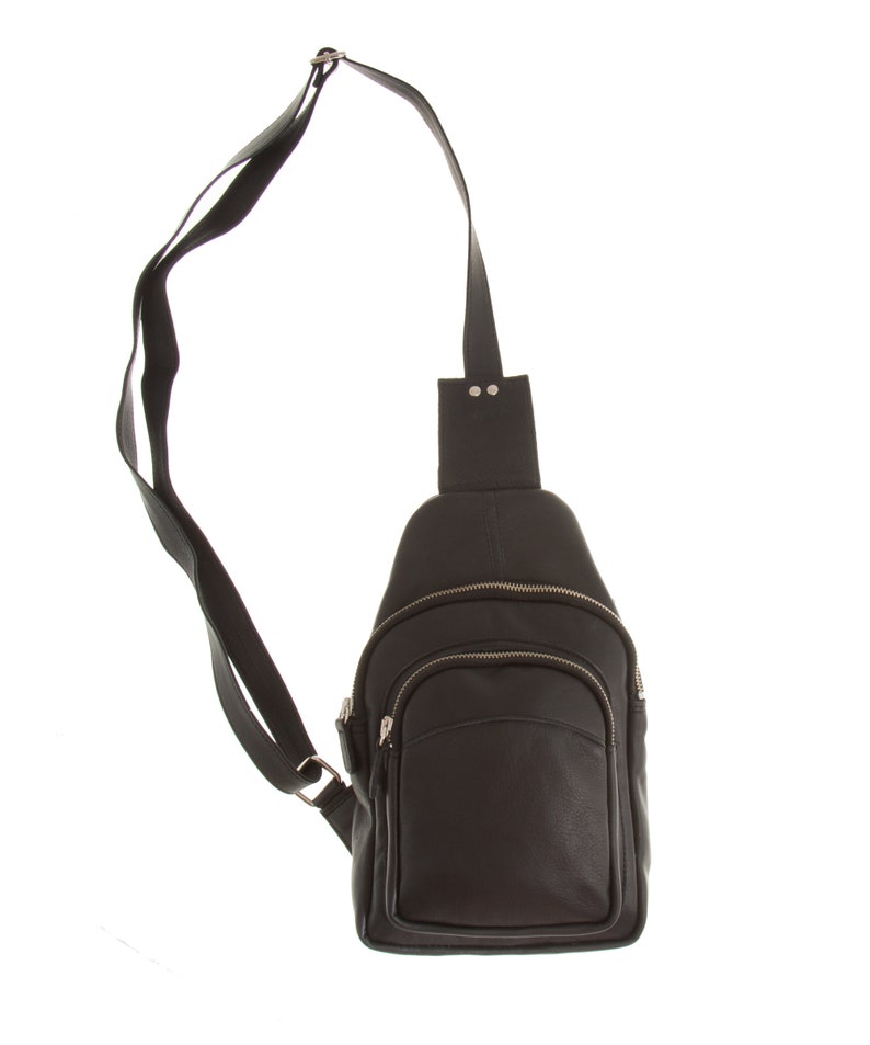 Crossbody mens leather sling bag, Mens leather shoulder bag, Leather bag for men Black