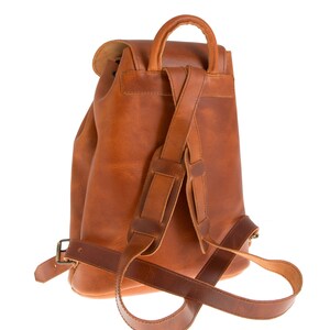 Full grain leather backpack men, Minimalist leather satchel backpack, Large leather travel backpack image 7