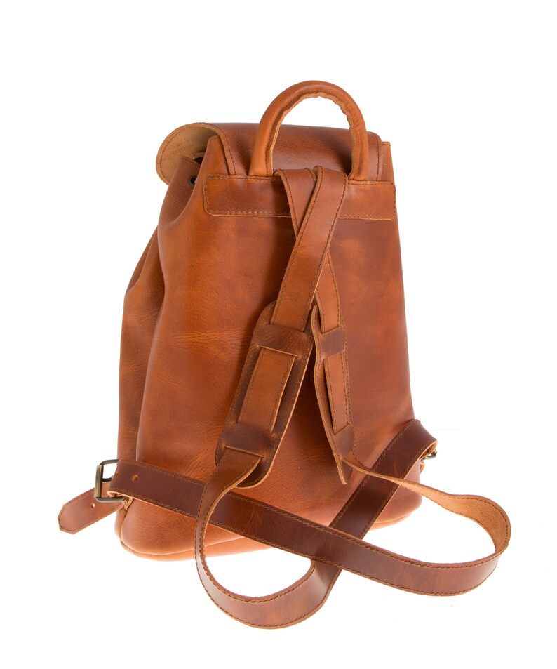 Full grain leather backpack men, Minimalist leather satchel backpack, Large leather travel backpack image 7